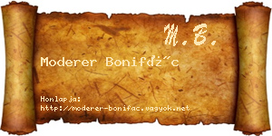 Moderer Bonifác névjegykártya